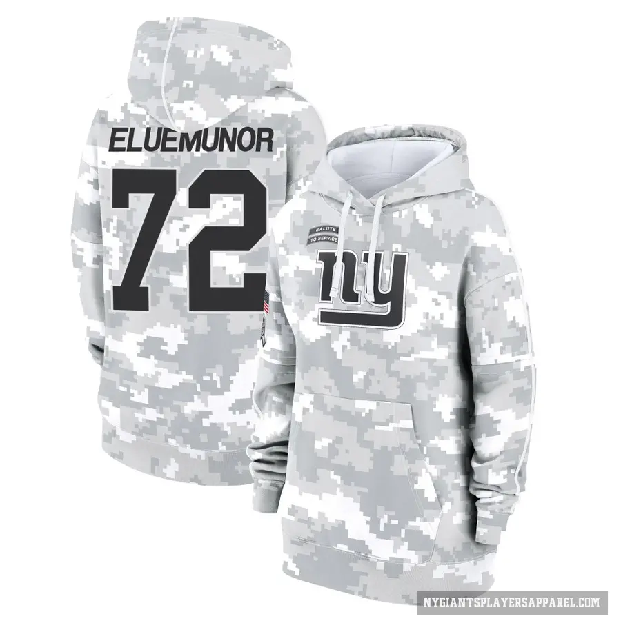 Women's ＃72 Jermaine Eluemunor New York Giants Arctic Camo 2024 Salute to Service Club Fleece Pullover Hoodie