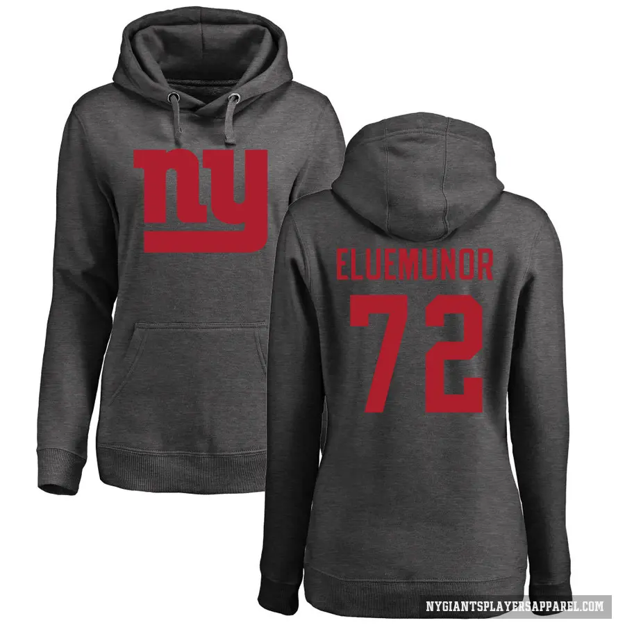 Women's ＃72 Jermaine Eluemunor New York Giants Pro Line by Branded Ash One Color Pullover Hoodie
