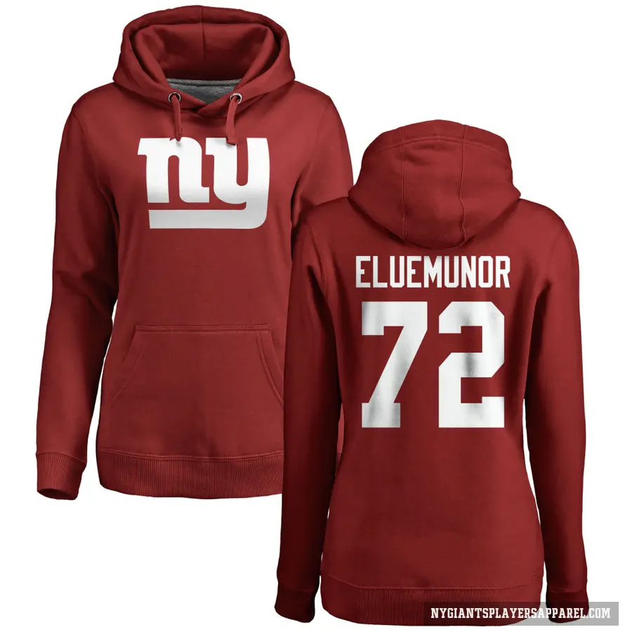 Women's ＃72 Jermaine Eluemunor New York Giants Red Pro Line Name & Number Logo Pullover Hoodie
