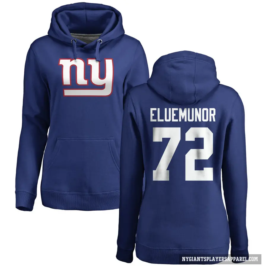 Women's ＃72 Jermaine Eluemunor New York Giants Royal Pro Line by Branded Name & Number Pullover Hoodie