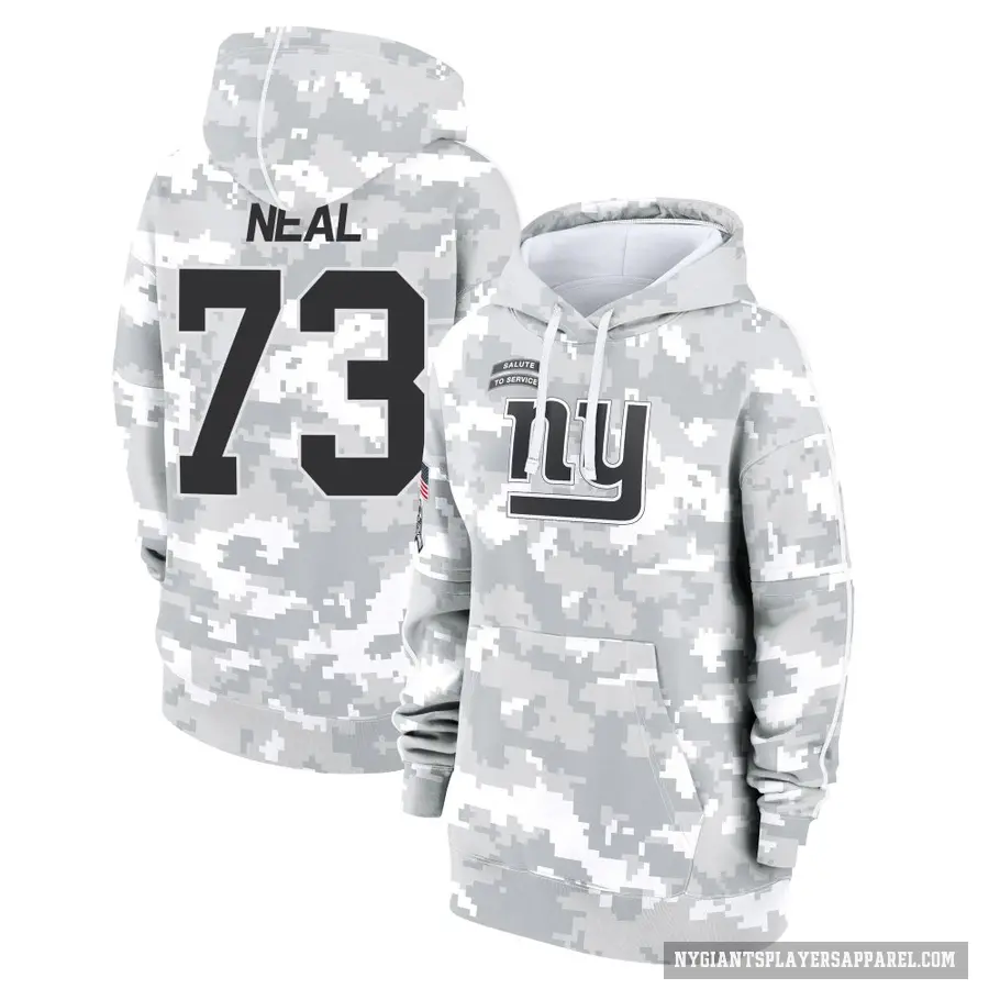 Women's ＃73 Evan Neal New York Giants Arctic Camo 2024 Salute to Service Club Fleece Pullover Hoodie