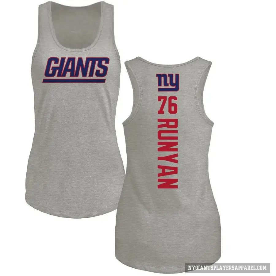 Women's ＃76 Jon Runyan New York Giants Ash Backer Tank Top