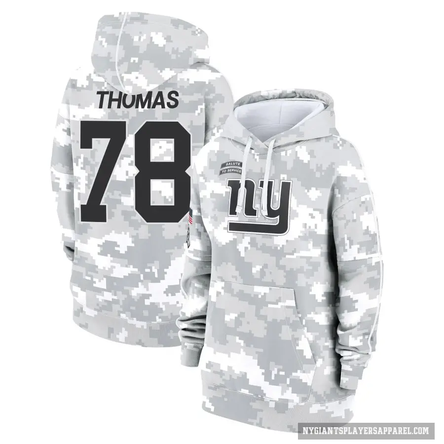 Women's ＃78 Andrew Thomas New York Giants Arctic Camo 2024 Salute to Service Club Fleece Pullover Hoodie