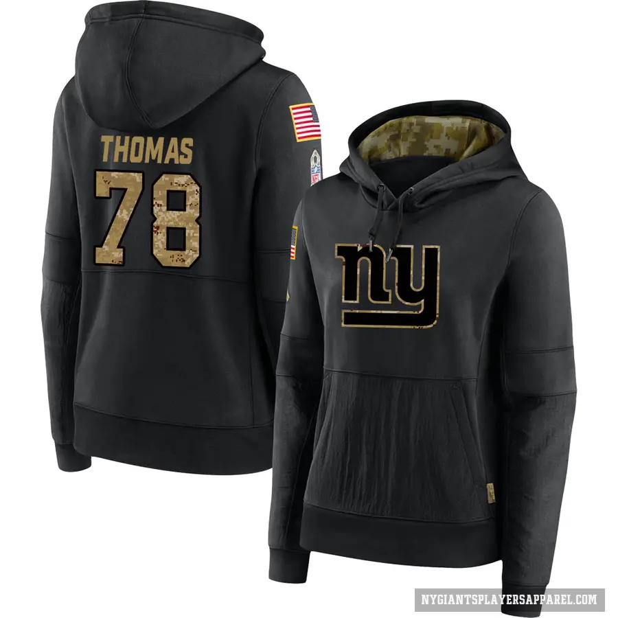 Women's ＃78 Andrew Thomas New York Giants Black 2020 Salute to Service Sideline Performance Pullover Hoodie