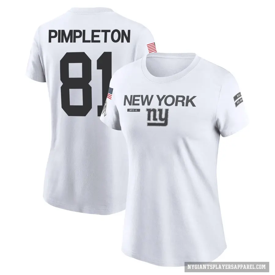 Women's ＃81 Kalil Pimpleton New York Giants White 2024 Salute to Service Performance T-Shirt