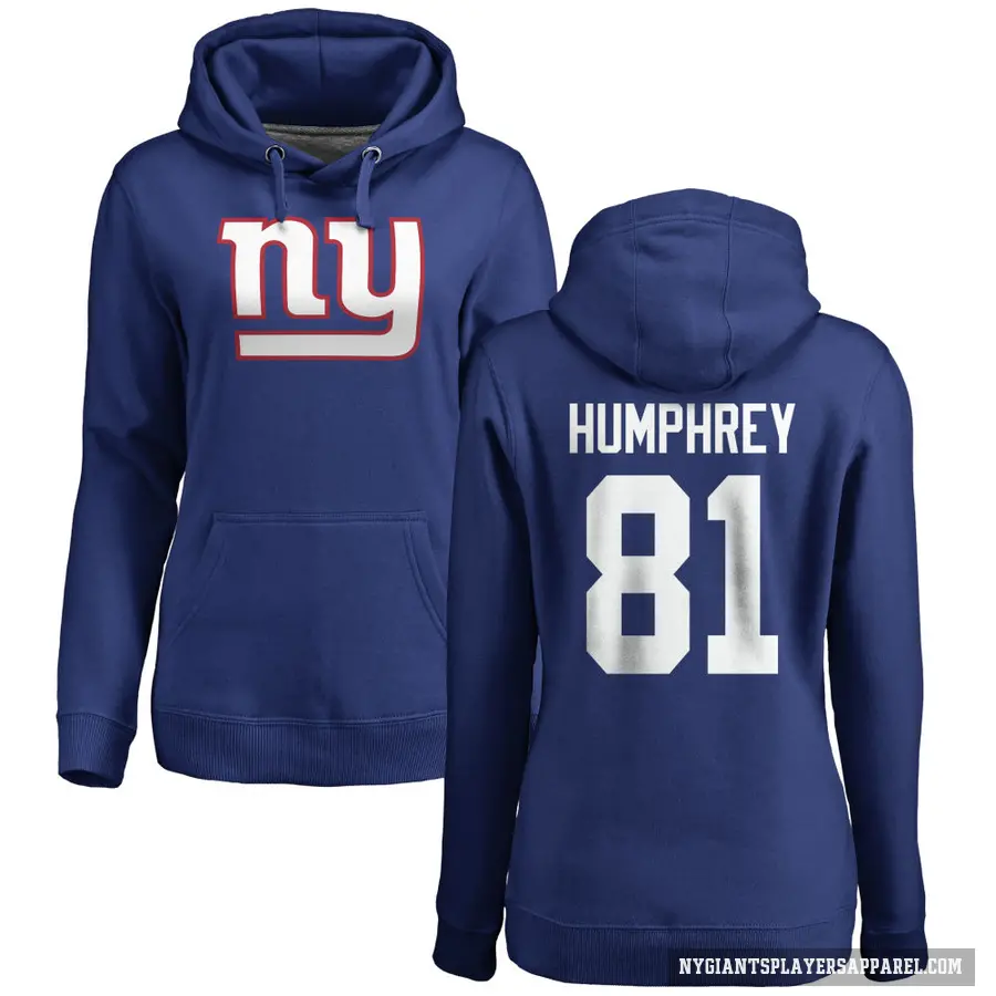 Women's ＃81 Lil'Jordan Humphrey New York Giants Royal Pro Line by Branded Name & Number Pullover Hoodie
