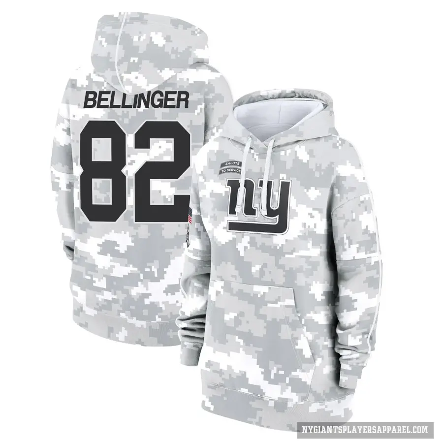 Women's ＃82 Daniel Bellinger New York Giants Arctic Camo 2024 Salute to Service Club Fleece Pullover Hoodie
