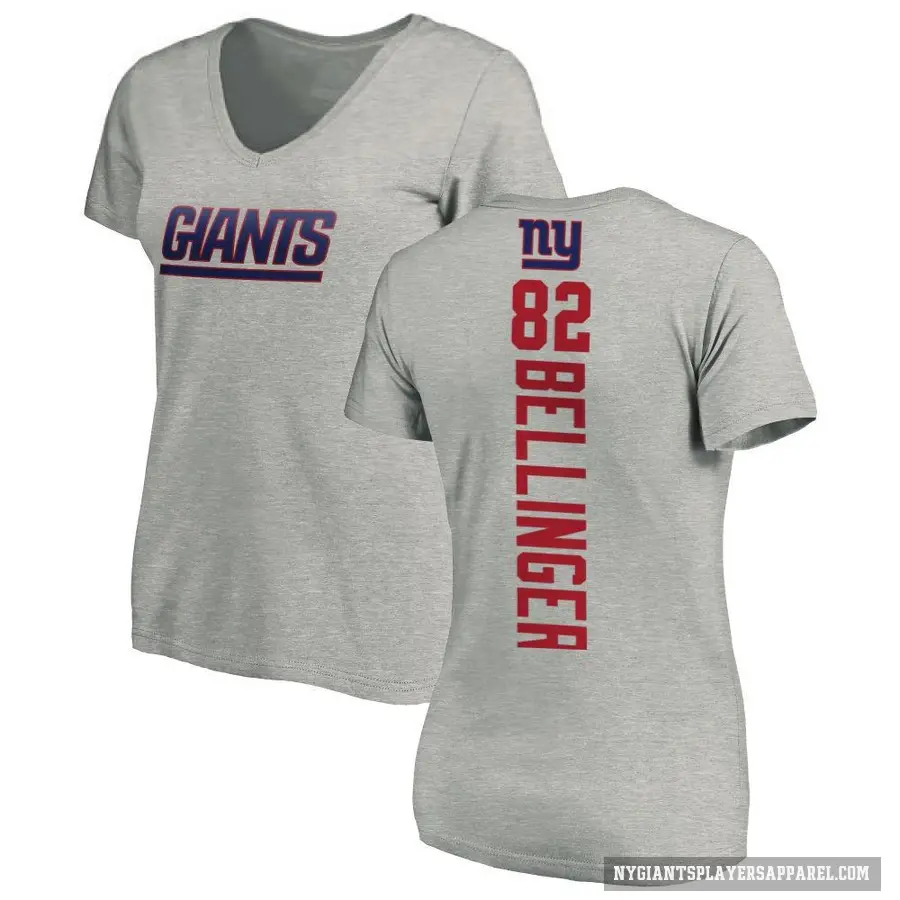 Women's ＃82 Daniel Bellinger New York Giants Ash Backer V-Neck T-Shirt