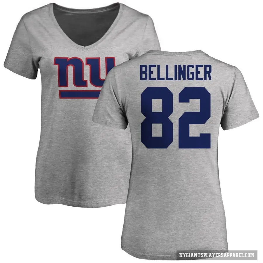 Women's ＃82 Daniel Bellinger New York Giants Ash Logo Slim Fit T-Shirt