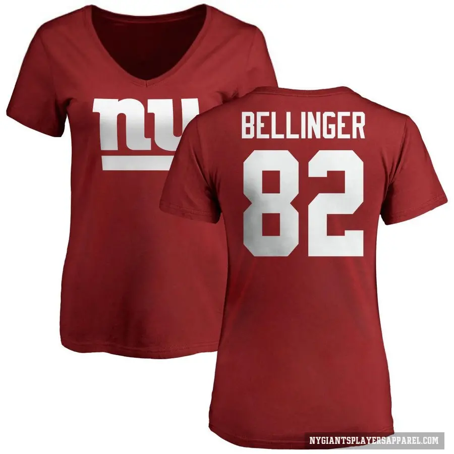 Women's ＃82 Daniel Bellinger New York Giants Red Logo Slim Fit T-Shirt