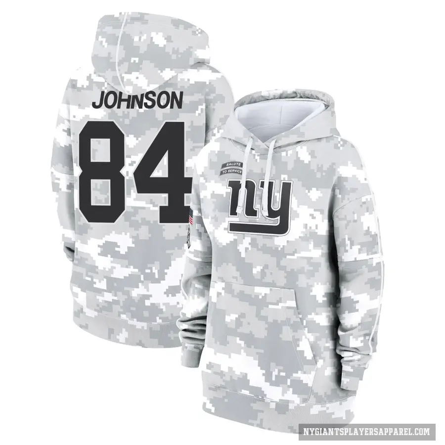 Women's ＃84 Theo Johnson New York Giants Arctic Camo 2024 Salute to Service Club Fleece Pullover Hoodie
