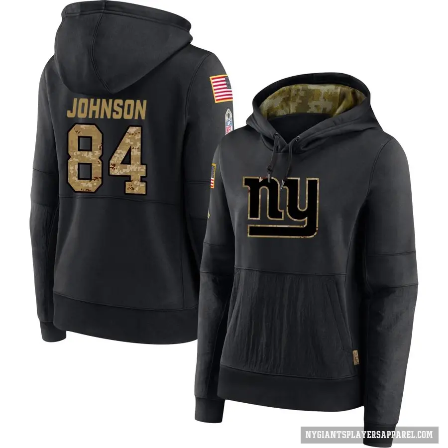 Women's ＃84 Theo Johnson New York Giants Black 2020 Salute to Service Sideline Performance Pullover Hoodie