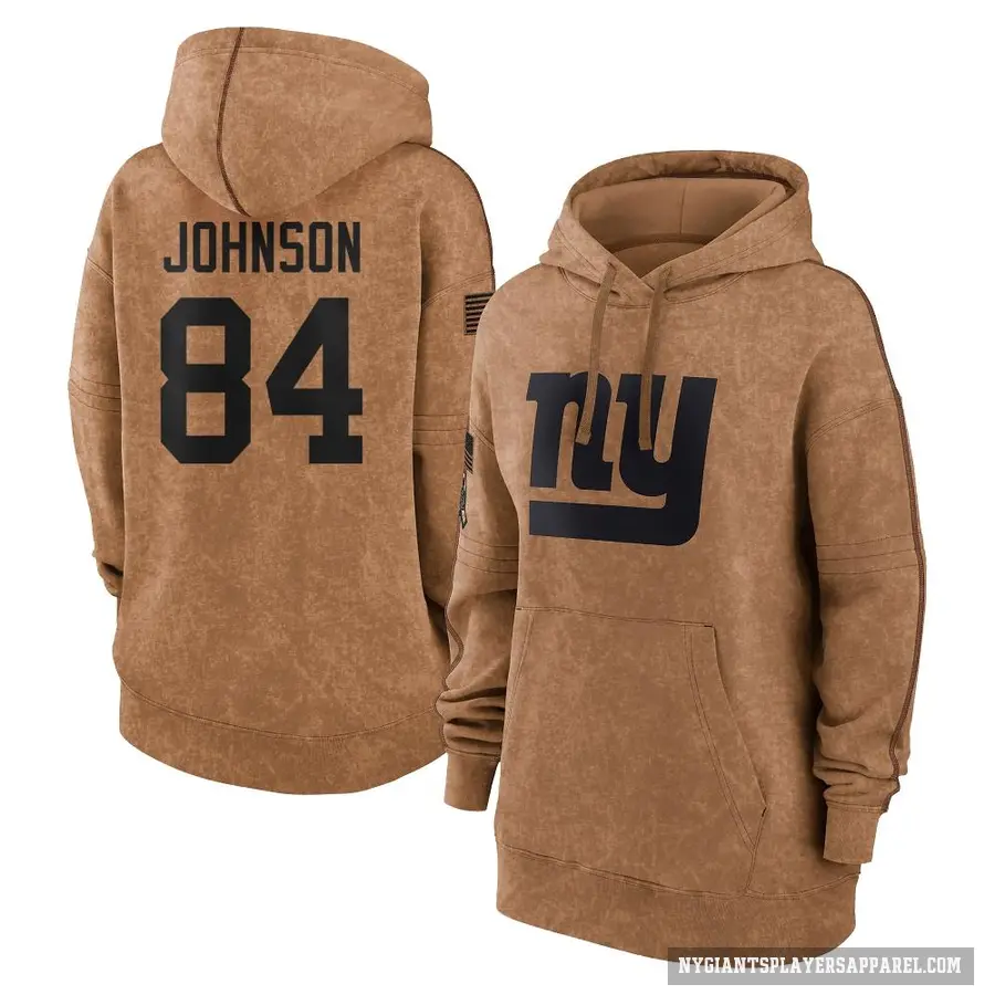 Women's ＃84 Theo Johnson New York Giants Brown 2023 Salute To Service Pullover Hoodie