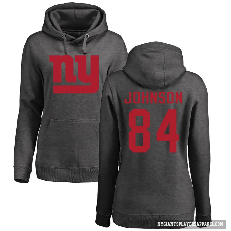 Women's ＃84 Theo Johnson New York Giants Pro Line by Branded Ash One Color Pullover Hoodie