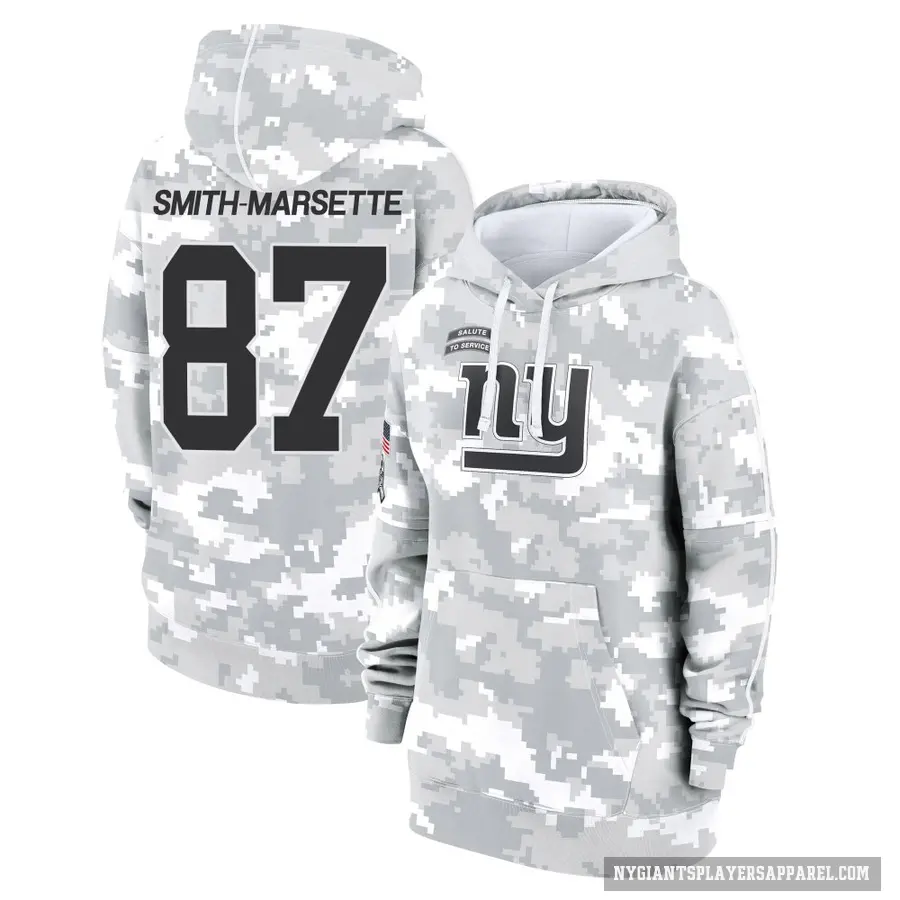 Women's ＃87 Ihmir Smith-Marsette New York Giants Arctic Camo 2024 Salute to Service Club Fleece Pullover Hoodie
