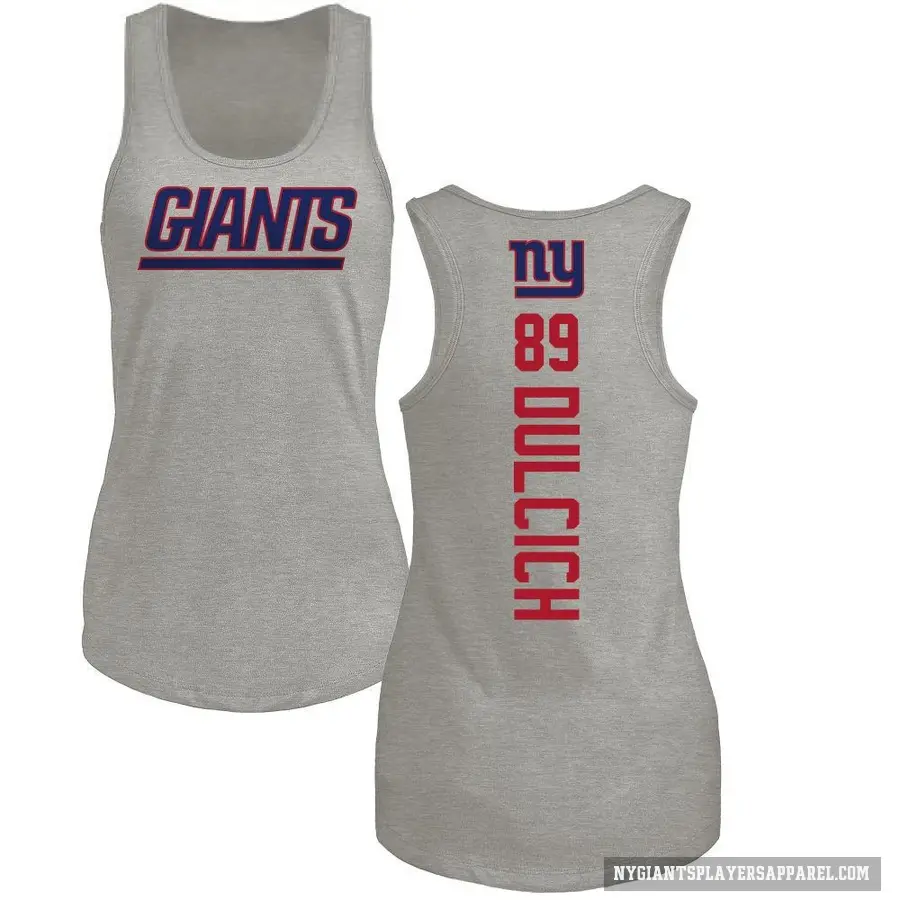 Women's ＃89 Greg Dulcich New York Giants Ash Backer Tank Top