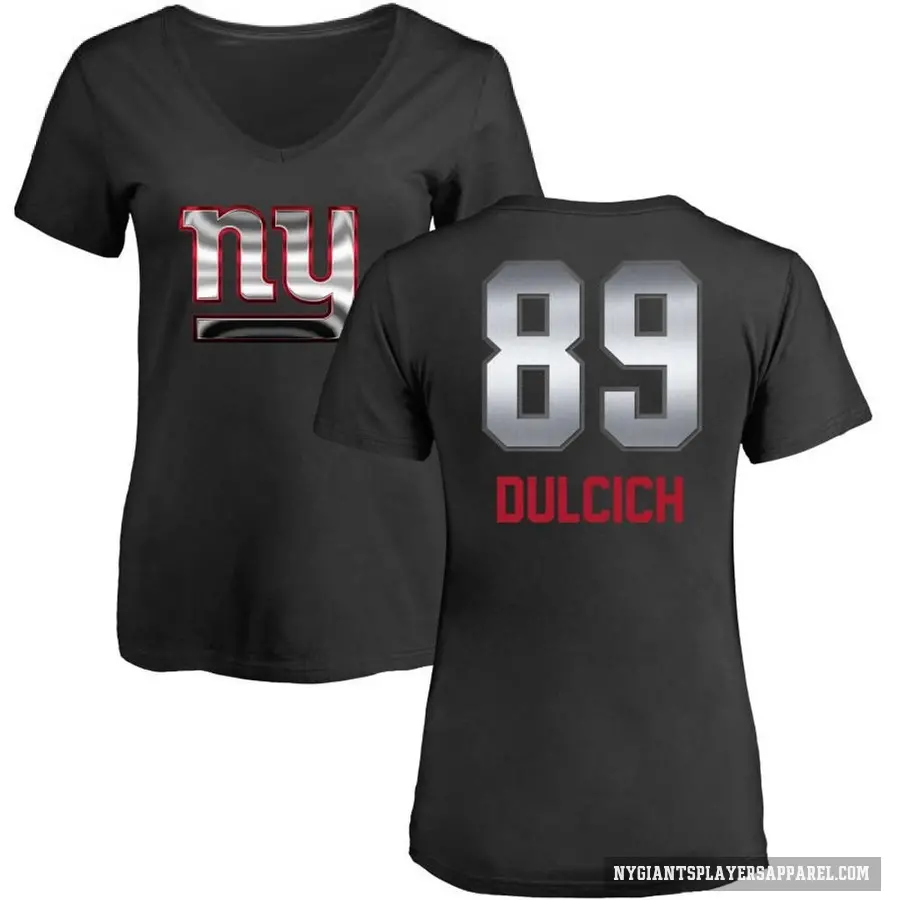 Women's ＃89 Greg Dulcich New York Giants Black Midnight Mascot T-Shirt