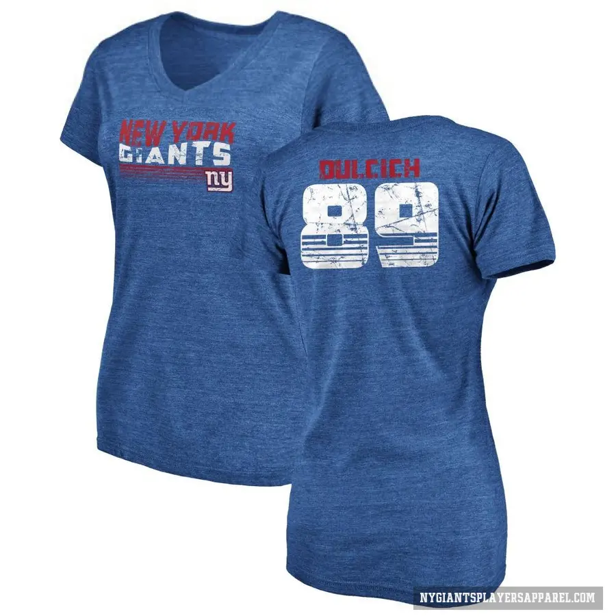 Women's ＃89 Greg Dulcich New York Giants Royal Retro V-Neck T-Shirt