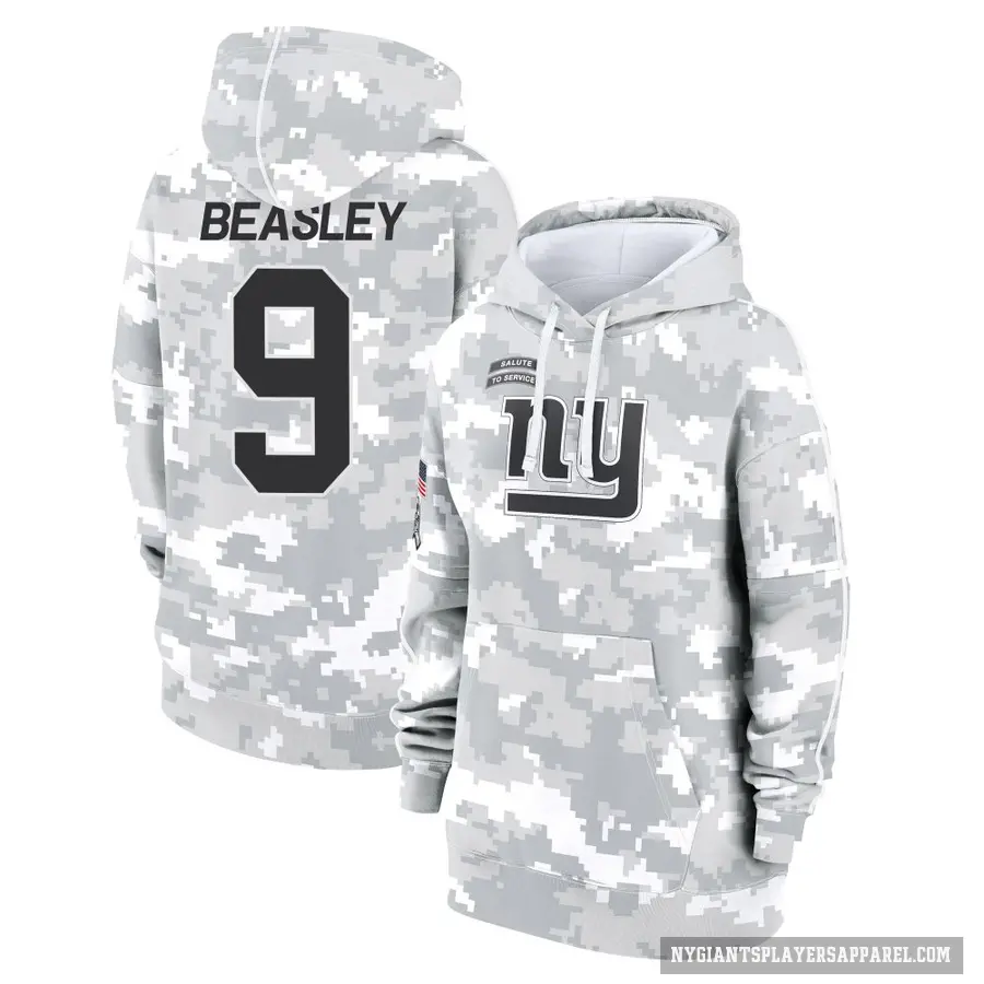 Women's ＃9 Cole Beasley New York Giants Arctic Camo 2024 Salute to Service Club Fleece Pullover Hoodie