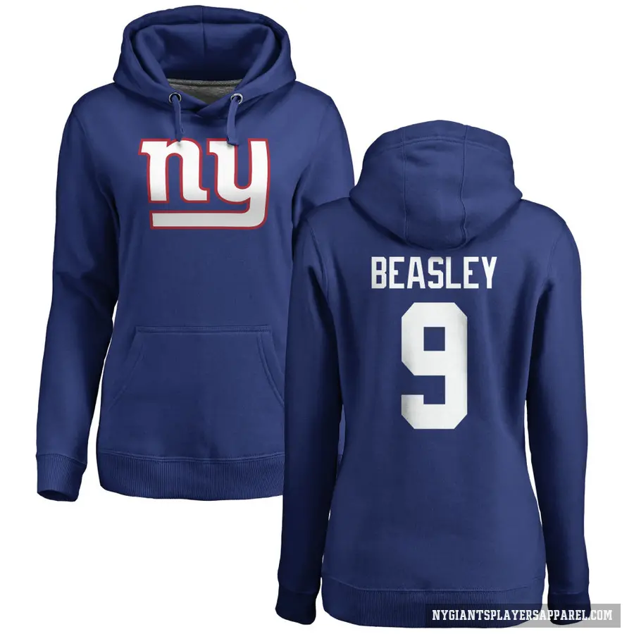 Women's ＃9 Cole Beasley New York Giants Royal Pro Line by Branded Name & Number Pullover Hoodie