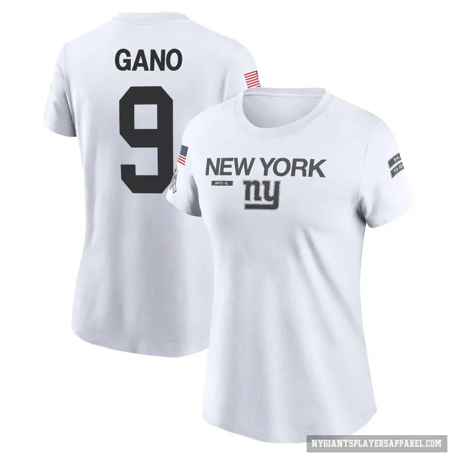 Women's ＃9 Graham Gano New York Giants White 2024 Salute to Service Performance T-Shirt