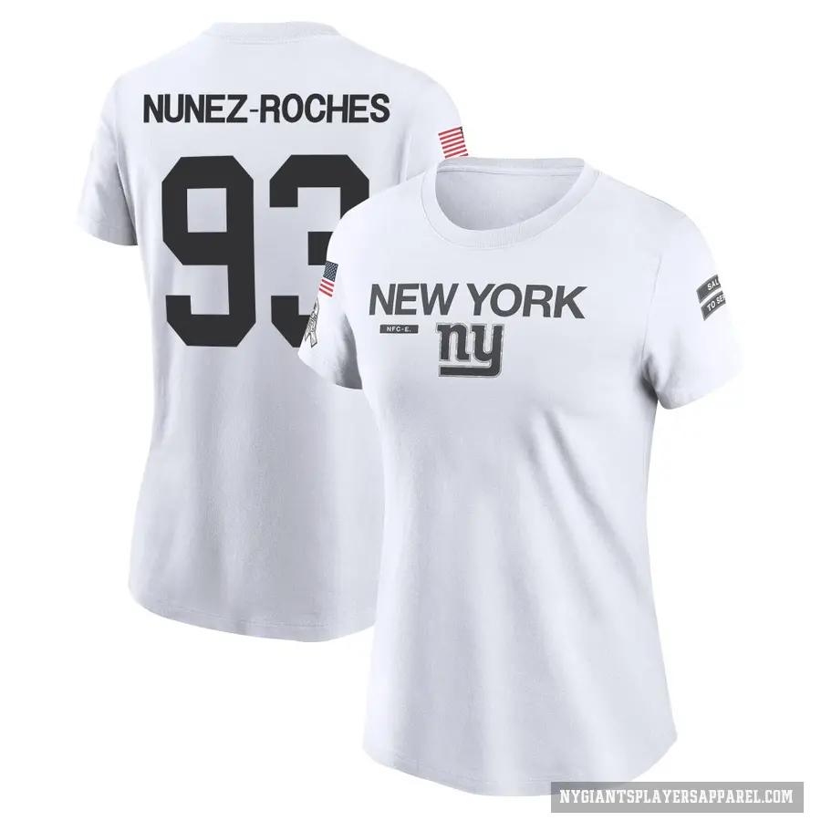 Women's ＃93 Rakeem Nunez-Roches New York Giants White 2024 Salute to Service Performance T-Shirt
