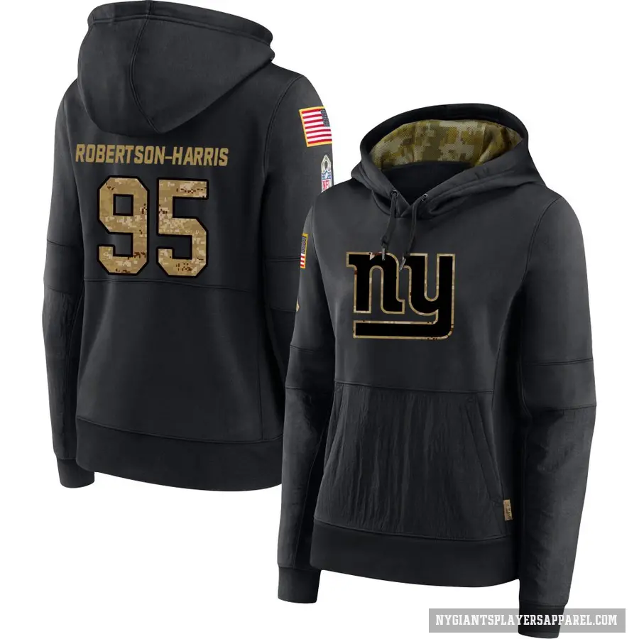 Women's ＃95 Roy Robertson-Harris New York Giants Black 2020 Salute to Service Sideline Performance Pullover Hoodie