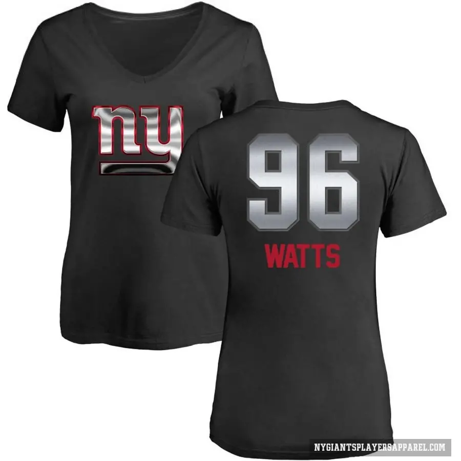Women's ＃96 Armon Watts New York Giants Black Midnight Mascot T-Shirt