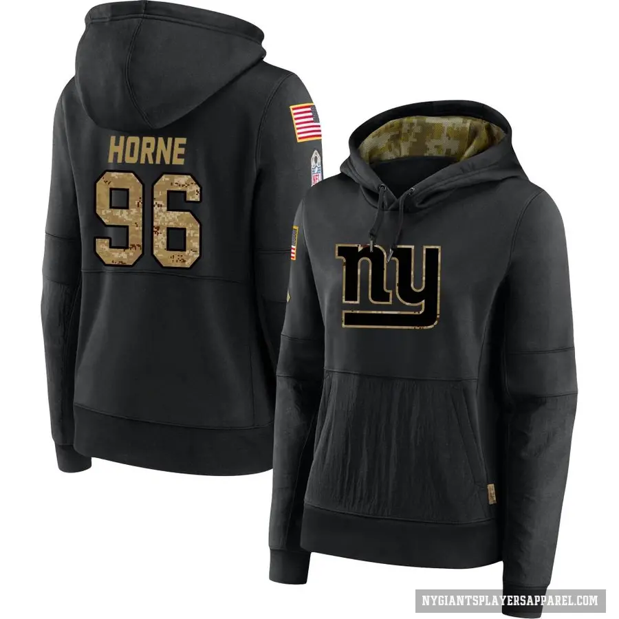 Women's ＃96 Timmy Horne New York Giants Black 2020 Salute to Service Sideline Performance Pullover Hoodie