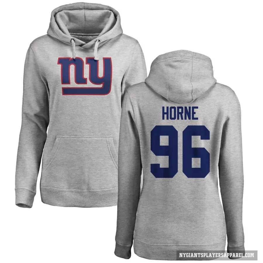 Women's ＃96 Timmy Horne New York Giants Pro Line Ash Name & Number Logo Pullover Hoodie