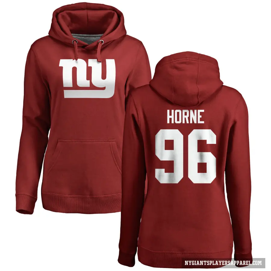 Women's ＃96 Timmy Horne New York Giants Red Pro Line Name & Number Logo Pullover Hoodie