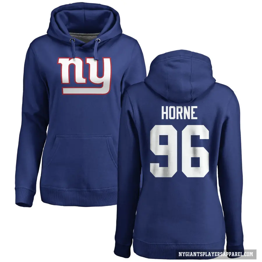 Women's ＃96 Timmy Horne New York Giants Royal Pro Line by Branded Name & Number Pullover Hoodie
