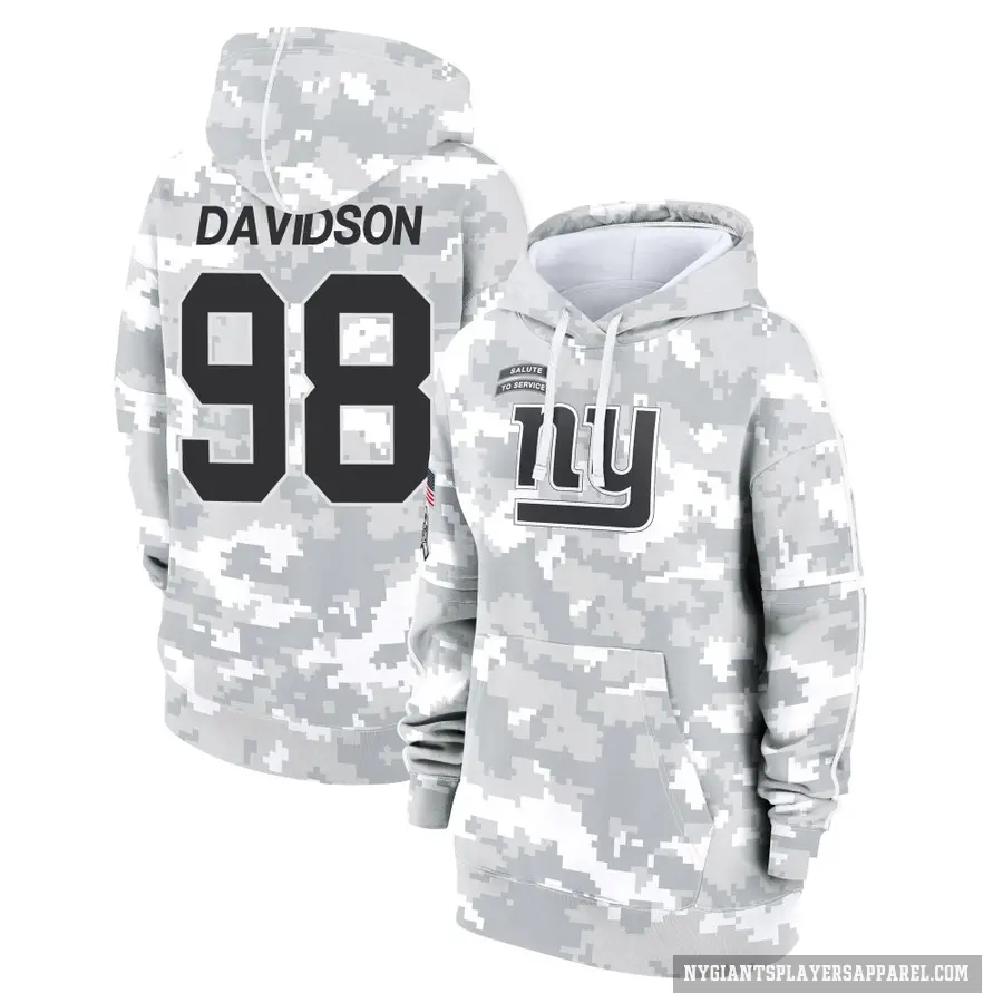 Women's ＃98 D.J. Davidson New York Giants Arctic Camo 2024 Salute to Service Club Fleece Pullover Hoodie