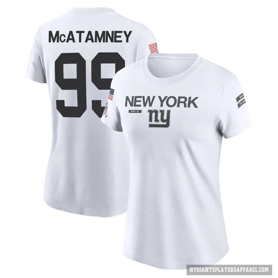 Women's ＃99 Jude McAtamney New York Giants White 2024 Salute to Service Performance T-Shirt
