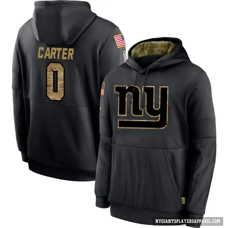 Youth ＃0 Abdul Carter New York Giants Black 2020 Salute to Service Sideline Performance Pullover Hoodie