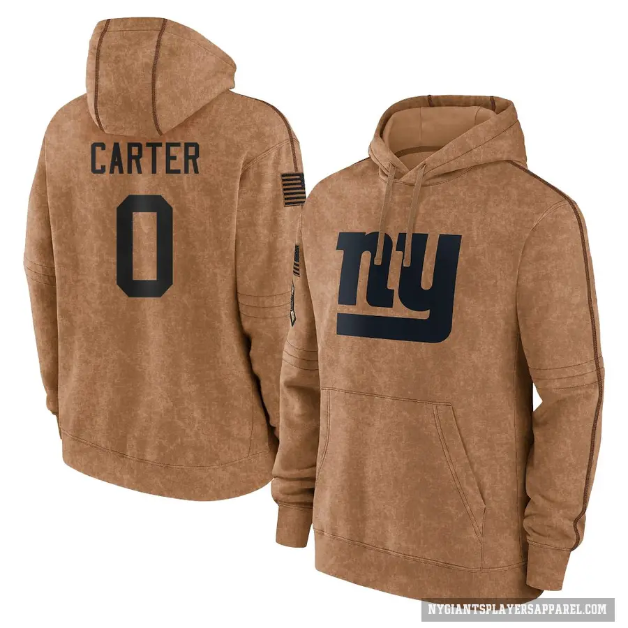 Youth ＃0 Abdul Carter New York Giants Brown 2023 Salute To Service Club Pullover Hoodie