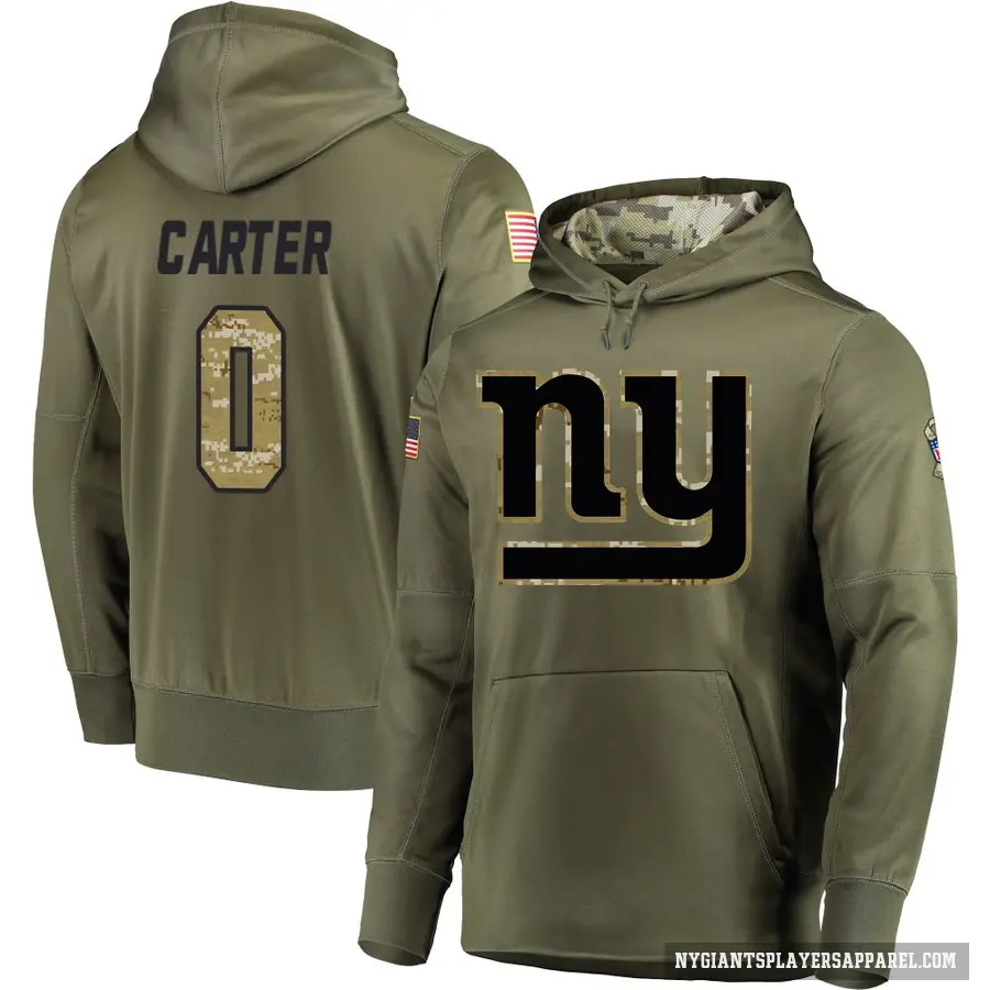 Youth ＃0 Abdul Carter New York Giants Olive Salute to Service Pullover Hoodie