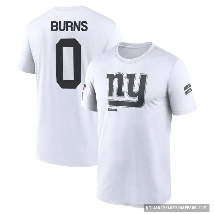 Youth ＃0 Brian Burns New York Giants White 2024 Salute to Service Performance T-Shirt