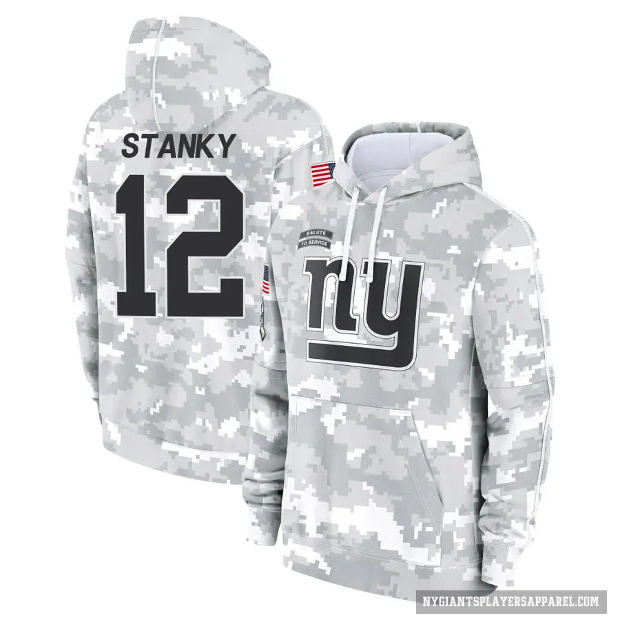 Youth ＃12 Eddie Stanky New York Giants Arctic Camo 2024 Salute to Service Club Fleece Pullover Hoodie