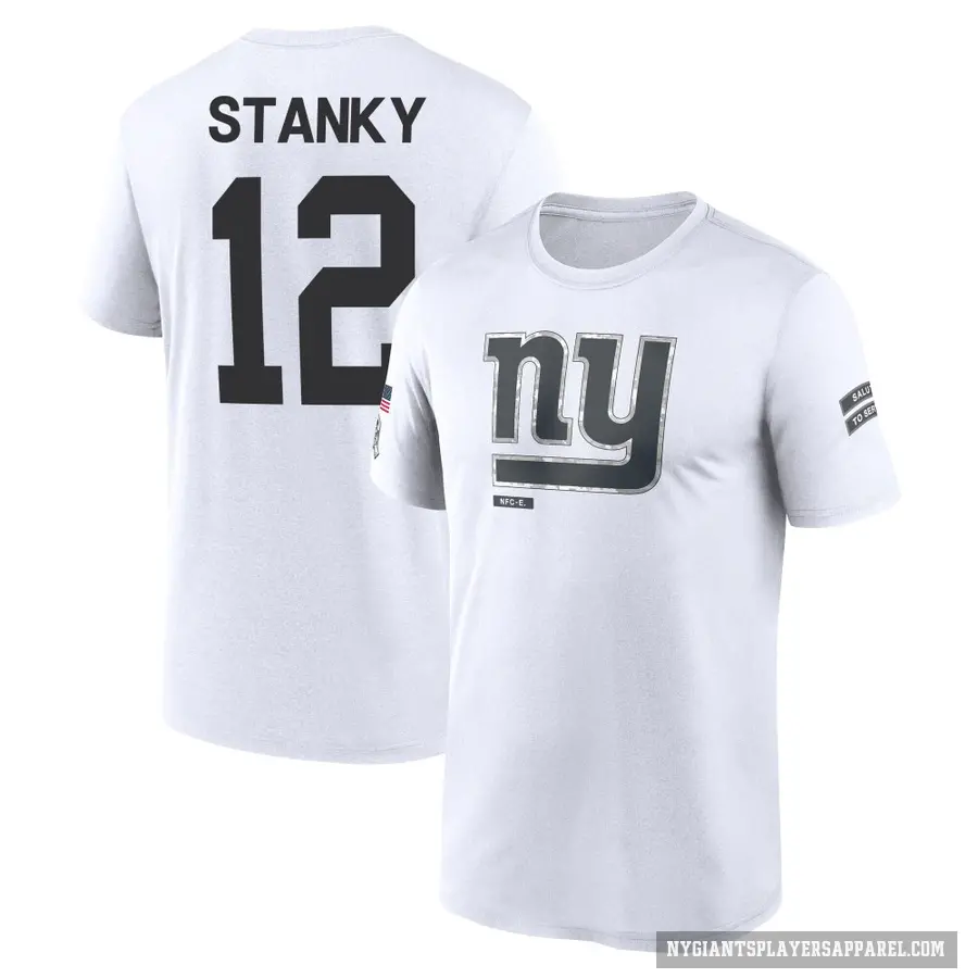 Youth ＃12 Eddie Stanky New York Giants White 2024 Salute to Service Performance T-Shirt