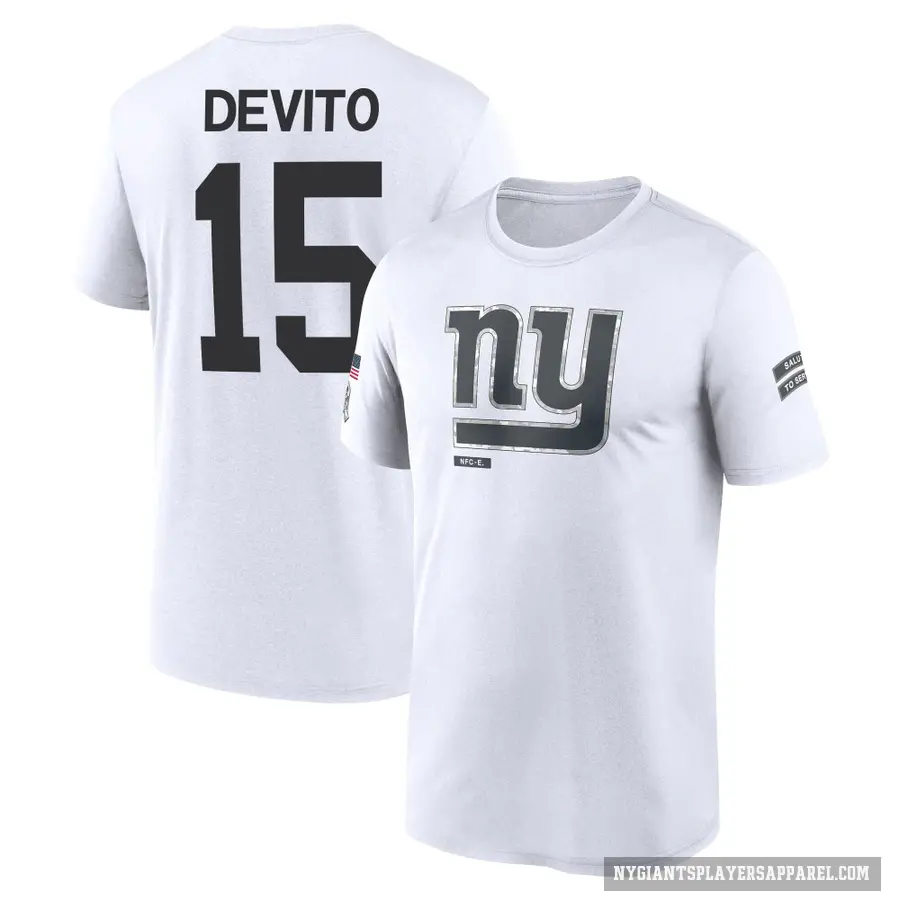 Youth ＃15 Tommy DeVito New York Giants White 2024 Salute to Service Performance T-Shirt