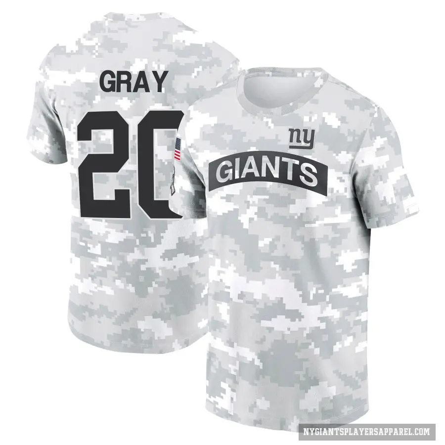 Youth ＃20 Eric Gray New York Giants Camo Arctic 2024 Salute to Service Performance T-Shirt