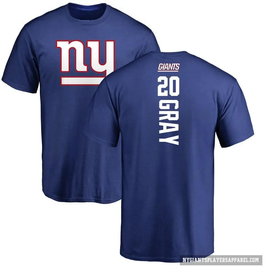 Youth ＃20 Eric Gray New York Giants Gray Backer T-Shirt Royal