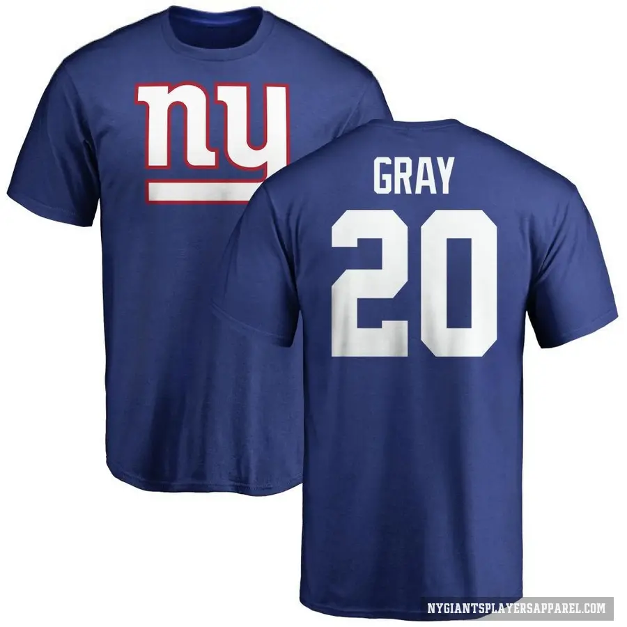 Youth ＃20 Eric Gray New York Giants Gray Logo T-Shirt Royal