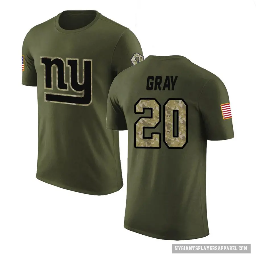 Youth ＃20 Eric Gray New York Giants Gray Olive Salute to Service T-Shirt