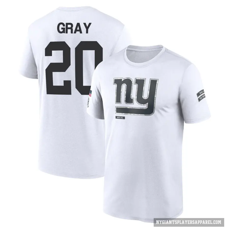 Youth ＃20 Eric Gray New York Giants White 2024 Salute to Service Performance T-Shirt