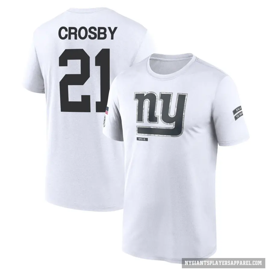 Youth ＃21 Mason Crosby New York Giants White 2024 Salute to Service Performance T-Shirt