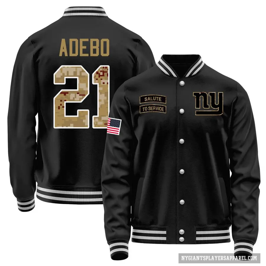 Youth ＃21 Paulson Adebo New York Giants Black Salute to Service Sideline Performance Jacket
