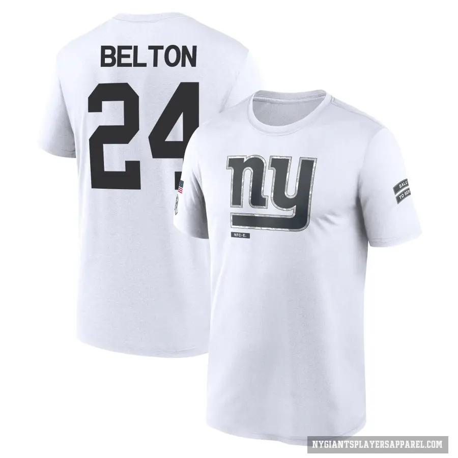 Youth ＃24 Dane Belton New York Giants White 2024 Salute to Service Performance T-Shirt