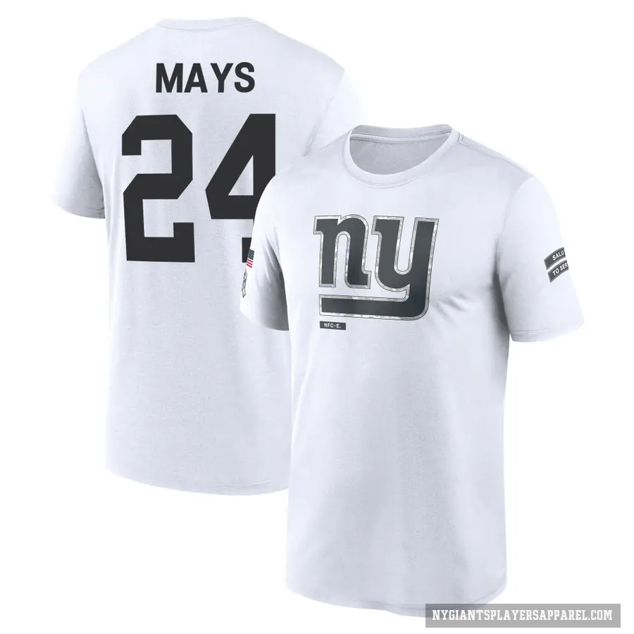 Youth ＃24 Willie Mays New York Giants White 2024 Salute to Service Performance T-Shirt